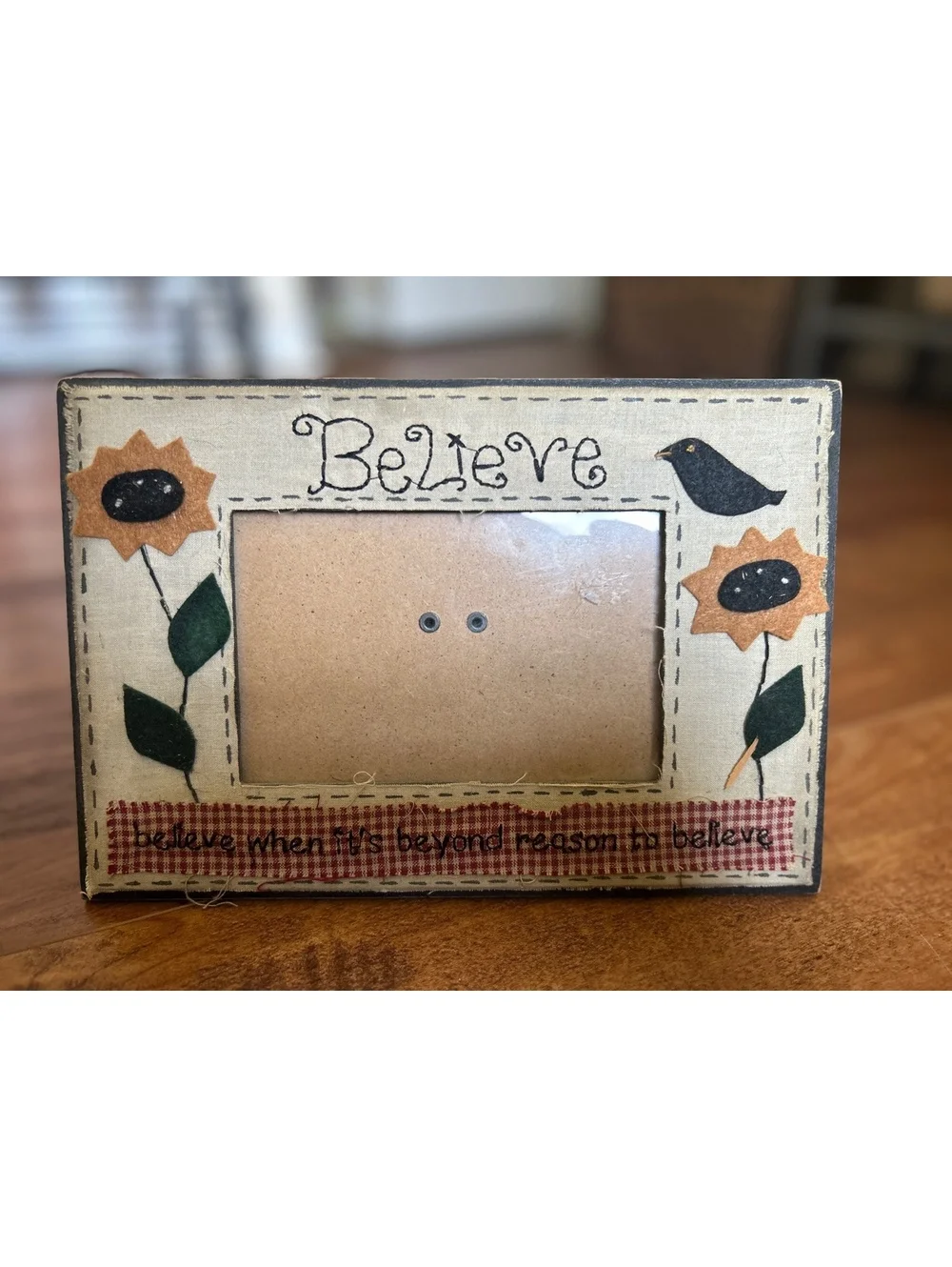 Believe Decorative Photo Frame with Floral and Bird Design